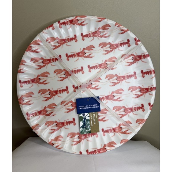 Tommy Bahama set of 8 Dinner Plates New Lobster Melamine‎ Nautical - Picture 1 of 3